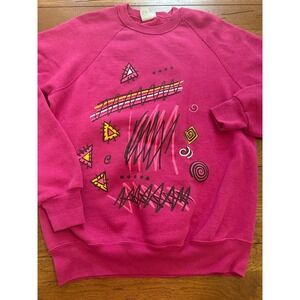 vtg‎ lee sturdy sweats hot pink graphic sweatshirt women's large